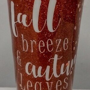 NEW! "Fall Breeze & Autumn Leaves" Insulated Glitter Tumbler - 16oz